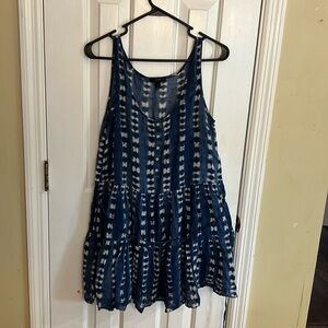 J.CREW Tie-dye Above Knee Casual Blue and White Summer Mini Dress